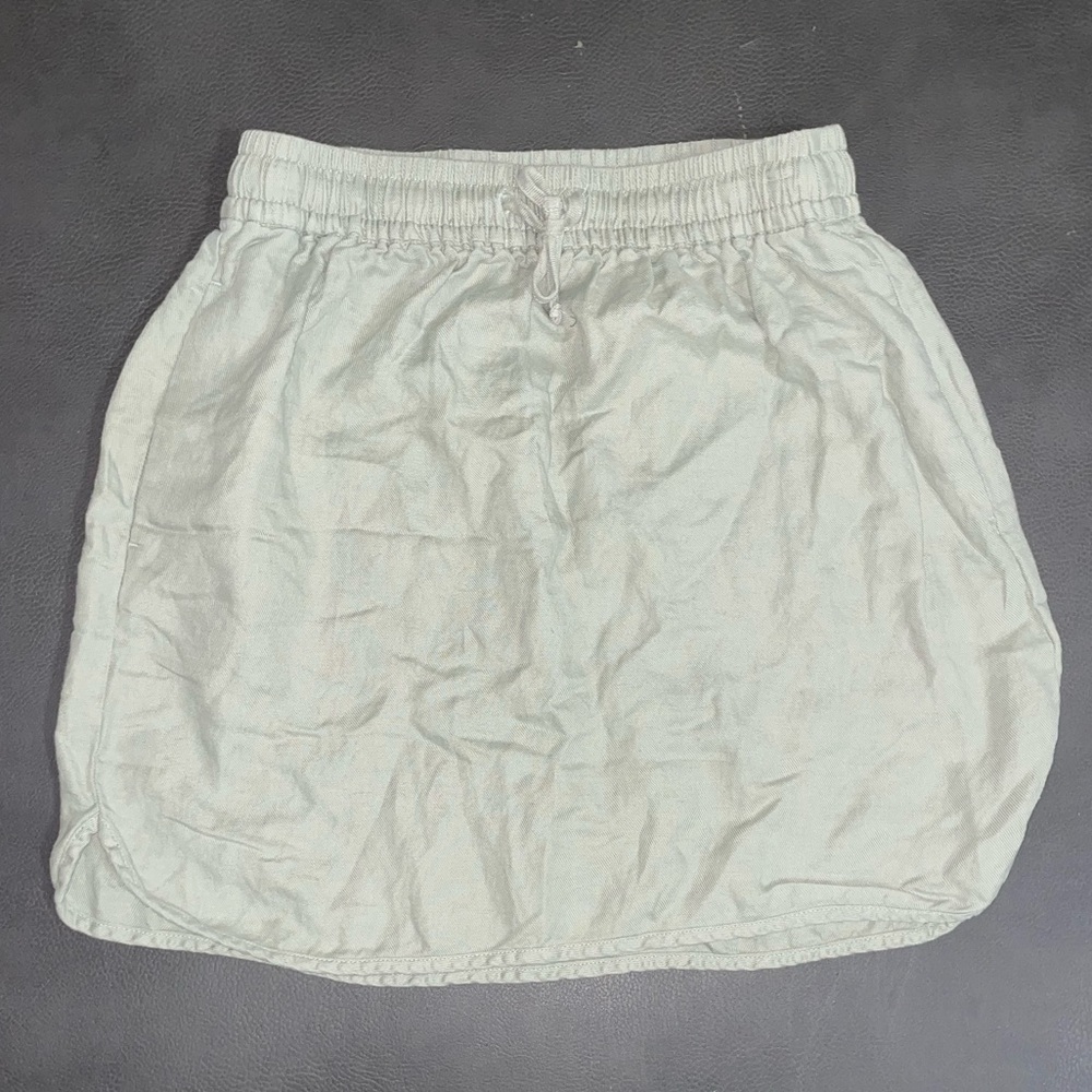 Madewell Linen-Blend Curved-Hem Mini Skir XS sage green